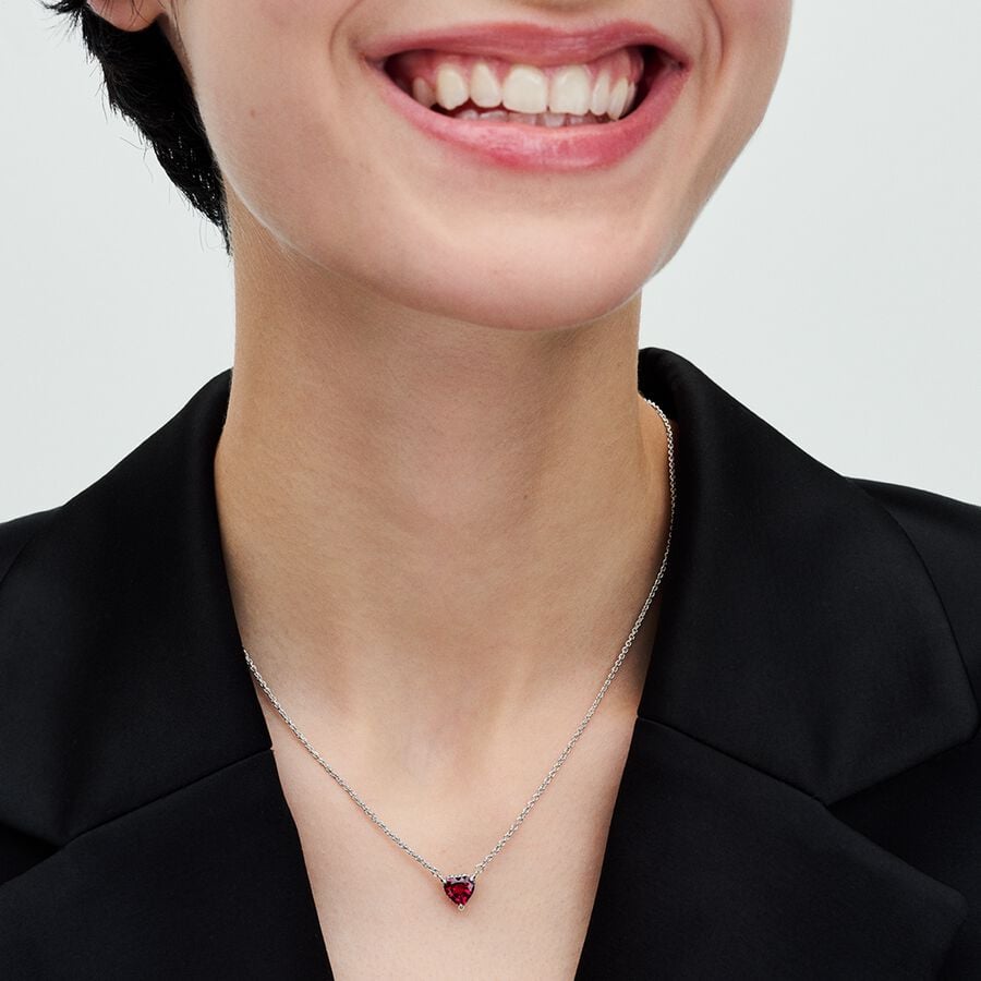 Sparkling Heart Halo Pendant Collier Necklace karoliai - Pandora Lietuva