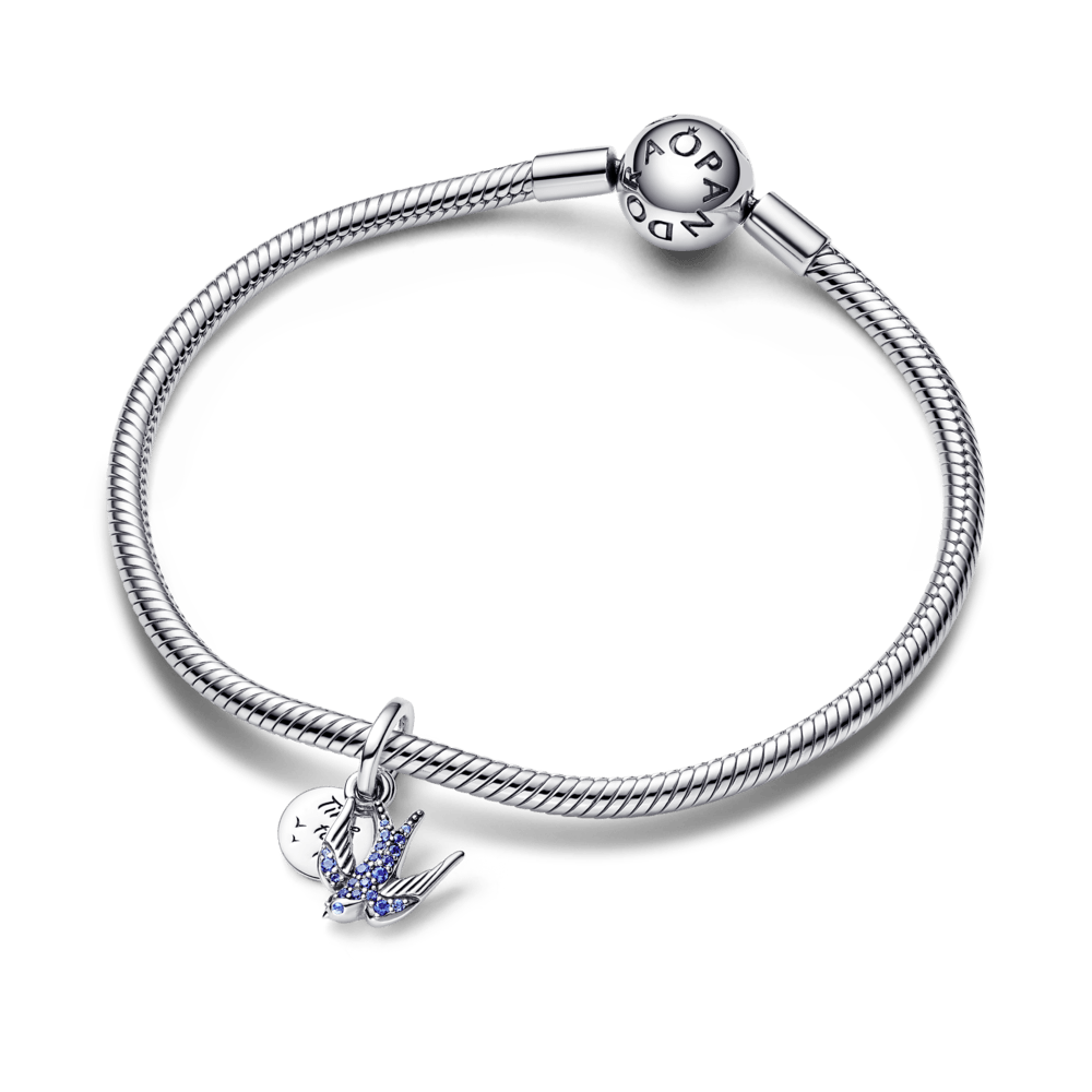 Sparkling Swallow & Quote Double Dangle Charm pakabukas - Pandora Lietuva