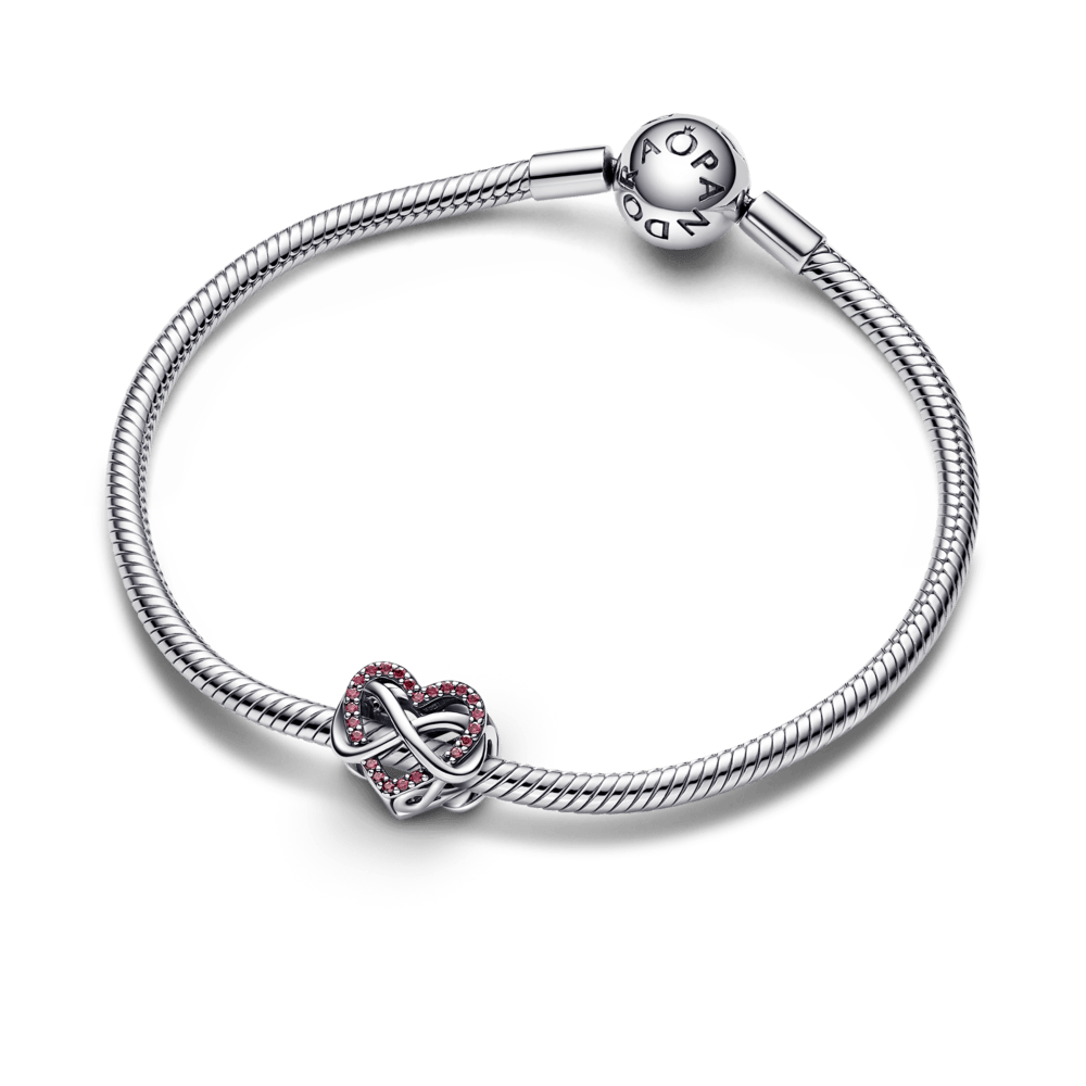 Spindintis begalybės širdies karoliukas - Pandora Lietuva