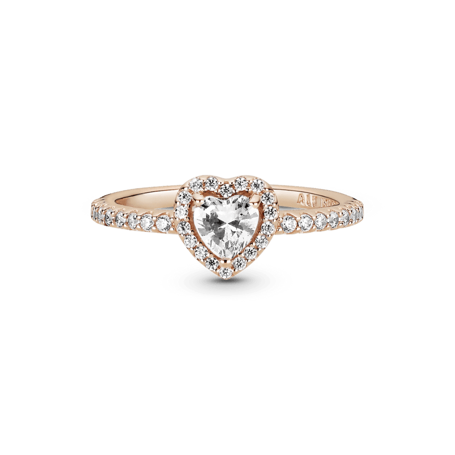 Spindintis pakylėtas širdies žiedas - Pandora LT