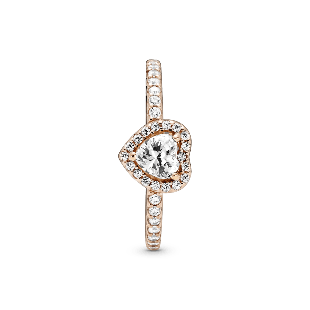 Spindintis pakylėtas širdies žiedas - Pandora LT