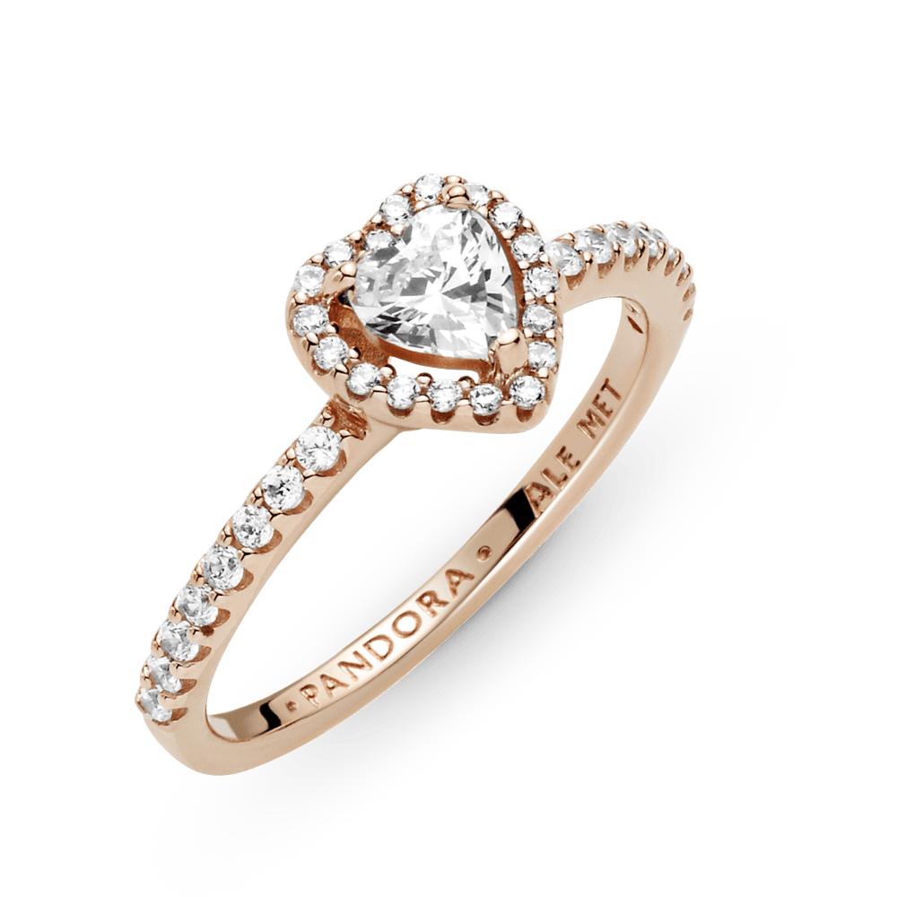 Spindintis pakylėtas širdies žiedas - Pandora LT