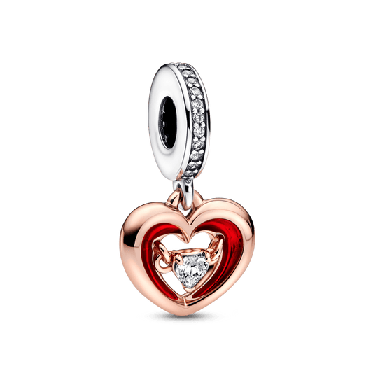 Two - tone Radiant Heart Dangle Charm - Pandora Lietuva