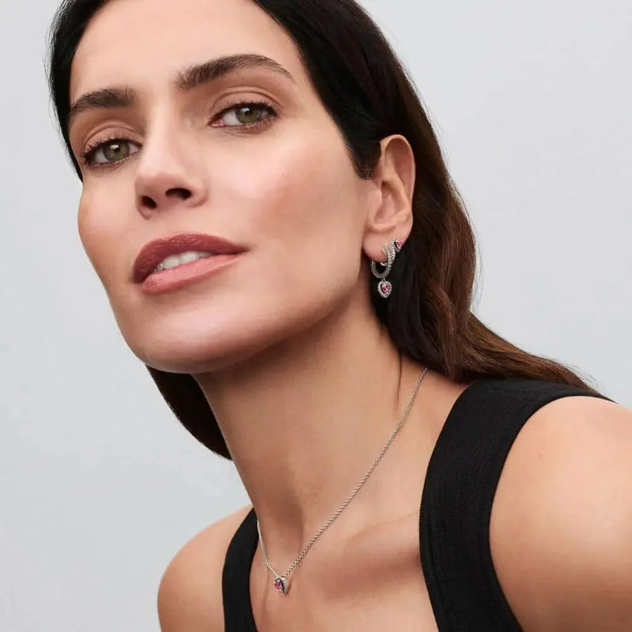 Vėrinys su iškilia rausva širdimi - Pandora Lietuva