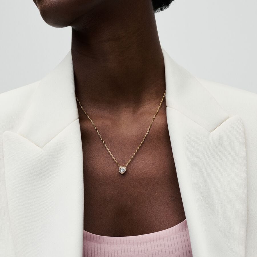 Žėrintis kaklo koljė su širdele - Pandora Lietuva