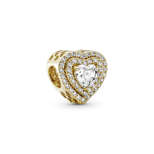 Žėrintis keliais lygiais išdėstytų širdelių karoliukas - Pandora Lietuva