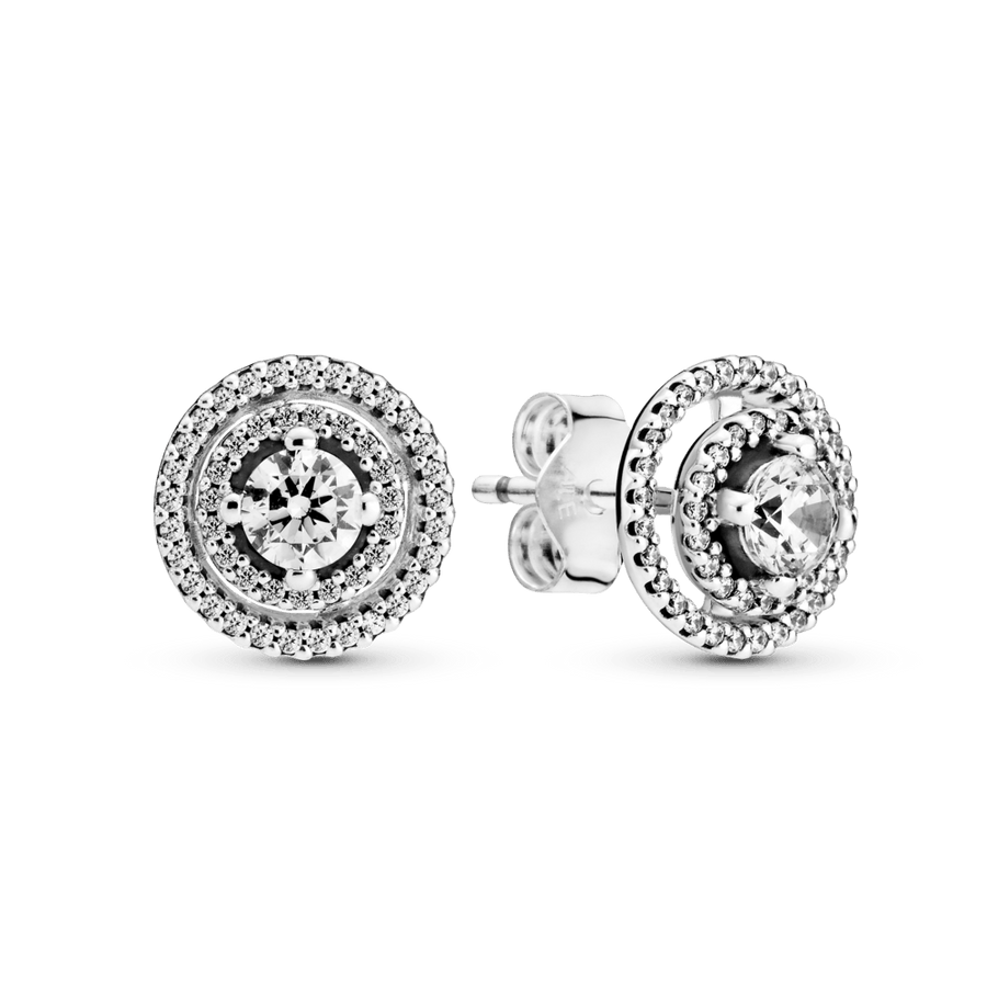 Žėrintys dvigubos aureolės įveriami auskarai - Pandora LT