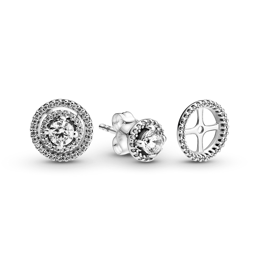 Žėrintys dvigubos aureolės įveriami auskarai - Pandora Lietuva