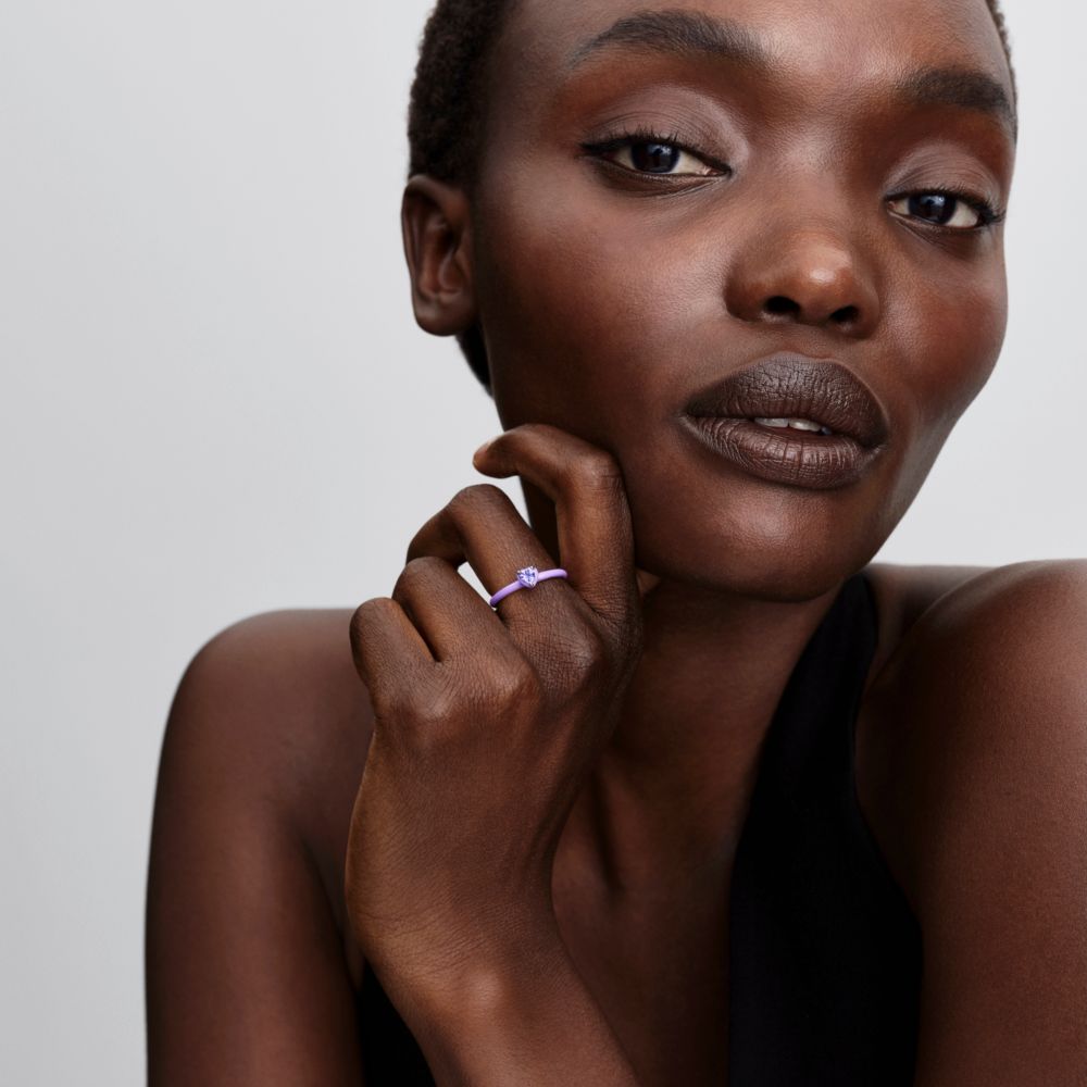 Žiedas „Violetinės čakros širdis“ - Pandora Lietuva