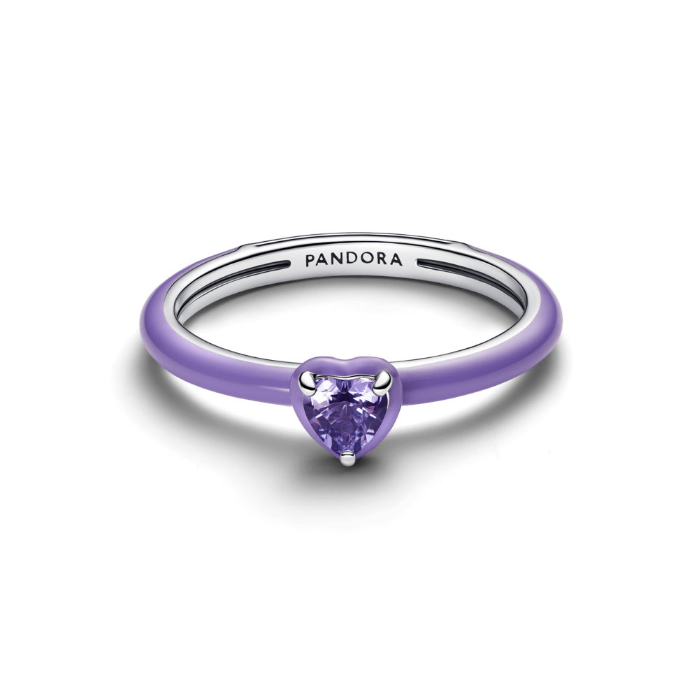 Žiedas „Violetinės čakros širdis“ - Pandora Lietuva