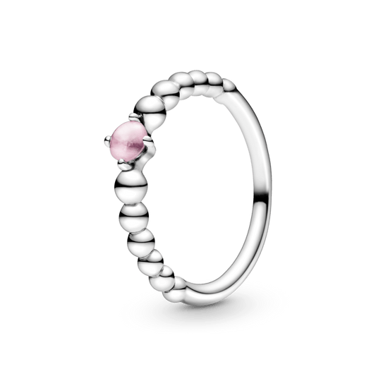 Žiedlapio pavidalo rožinis žiedas su karoliukais - Pandora Lietuva
