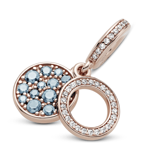 Žvilgantis šviesiai mėlynas dvigubas disko kabantis karoliukas - Pandora Lietuva