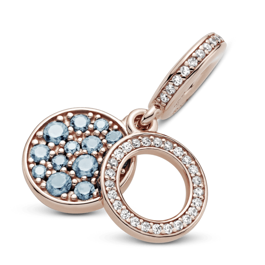 Žvilgantis šviesiai mėlynas dvigubas disko kabantis karoliukas - Pandora Lietuva