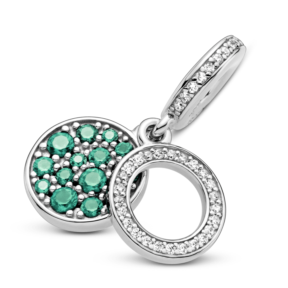 Žvilgantis žalias diskinis dvigubas pakabutis - Pandora Lietuva