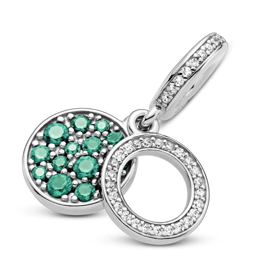 Žvilgantis žalias diskinis dvigubas pakabutis - Pandora Lietuva