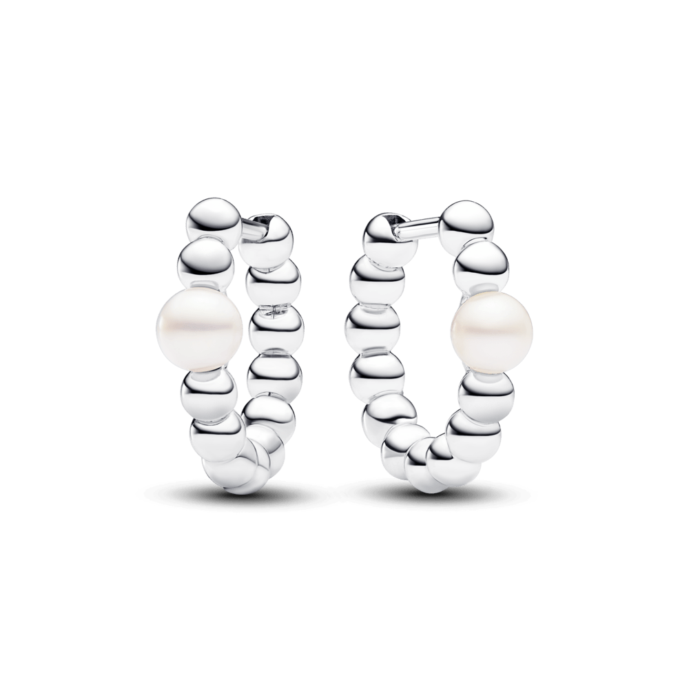 Auskarai-lankeliai su apdorotais, dirbtiniu būdu išaugintais gėlavandeniais perlais ir karoliukais - Pandora Lietuva