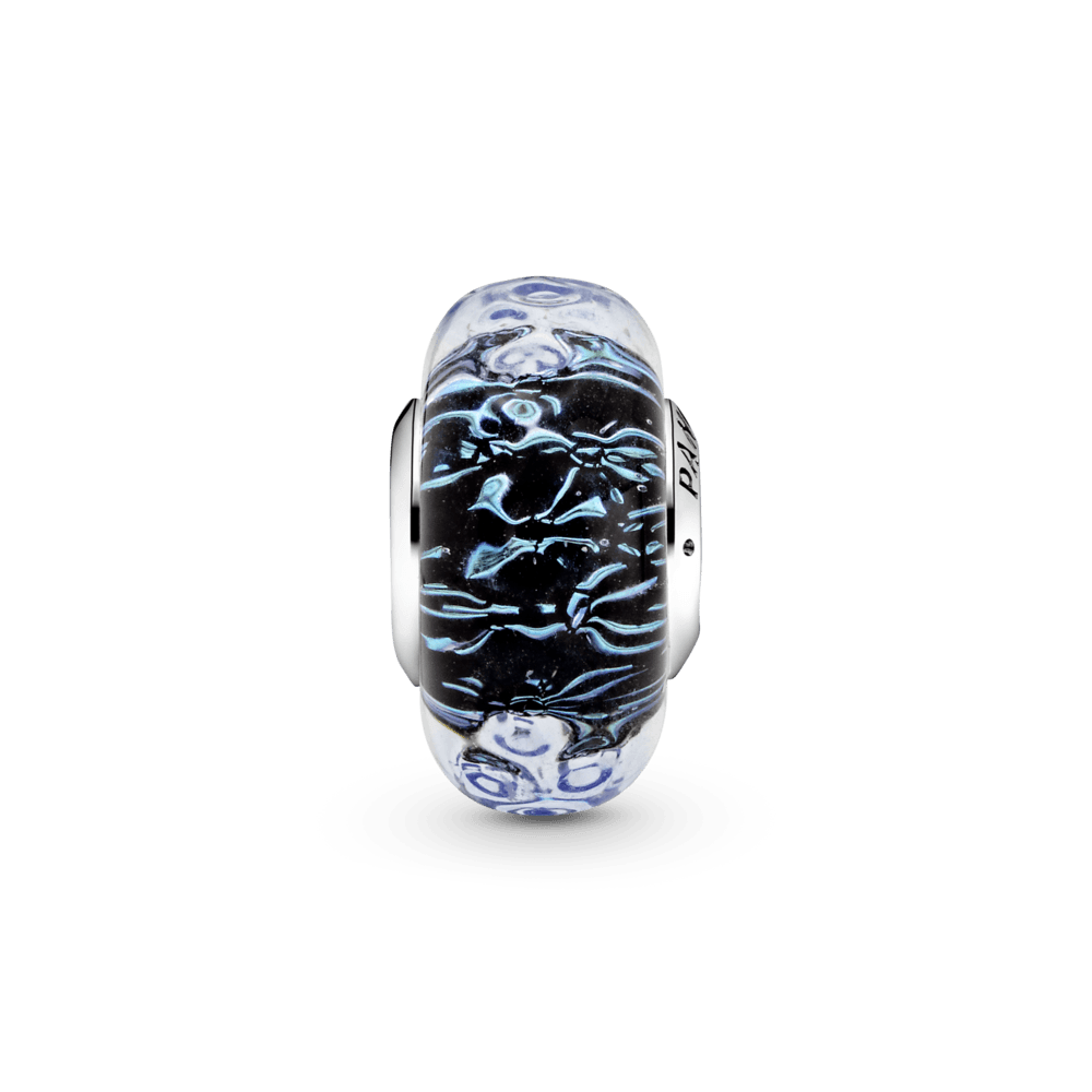 Banguojantis tamsiai mėlynas Murano stiklo vandenyno karoliukas - Pandora Lietuva