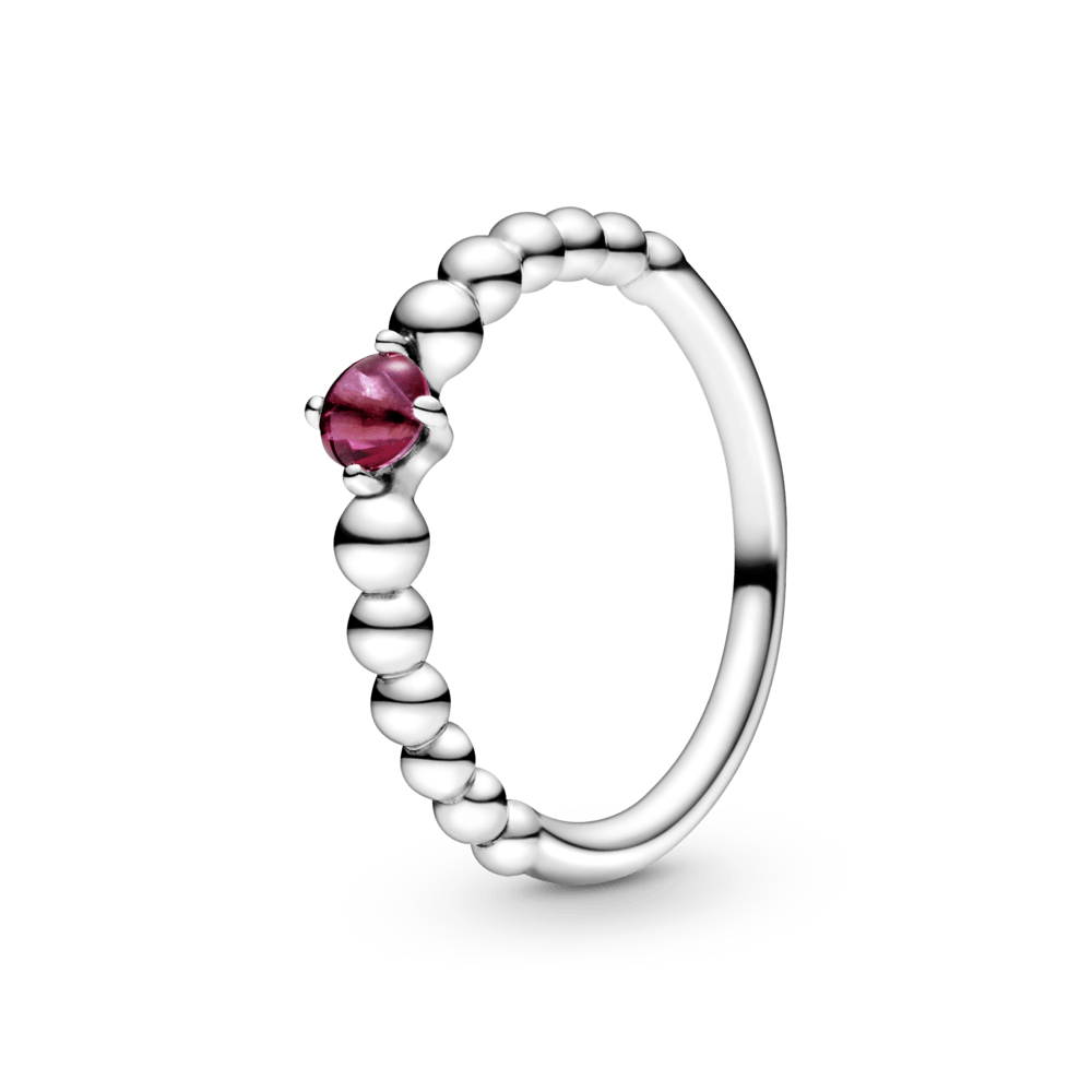 Degantis raudonas žiedas su karoliukais - Pandora LT