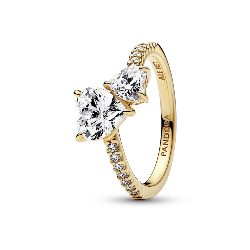 Double Heart Sparkling Ring žiedas - Pandora Lietuva