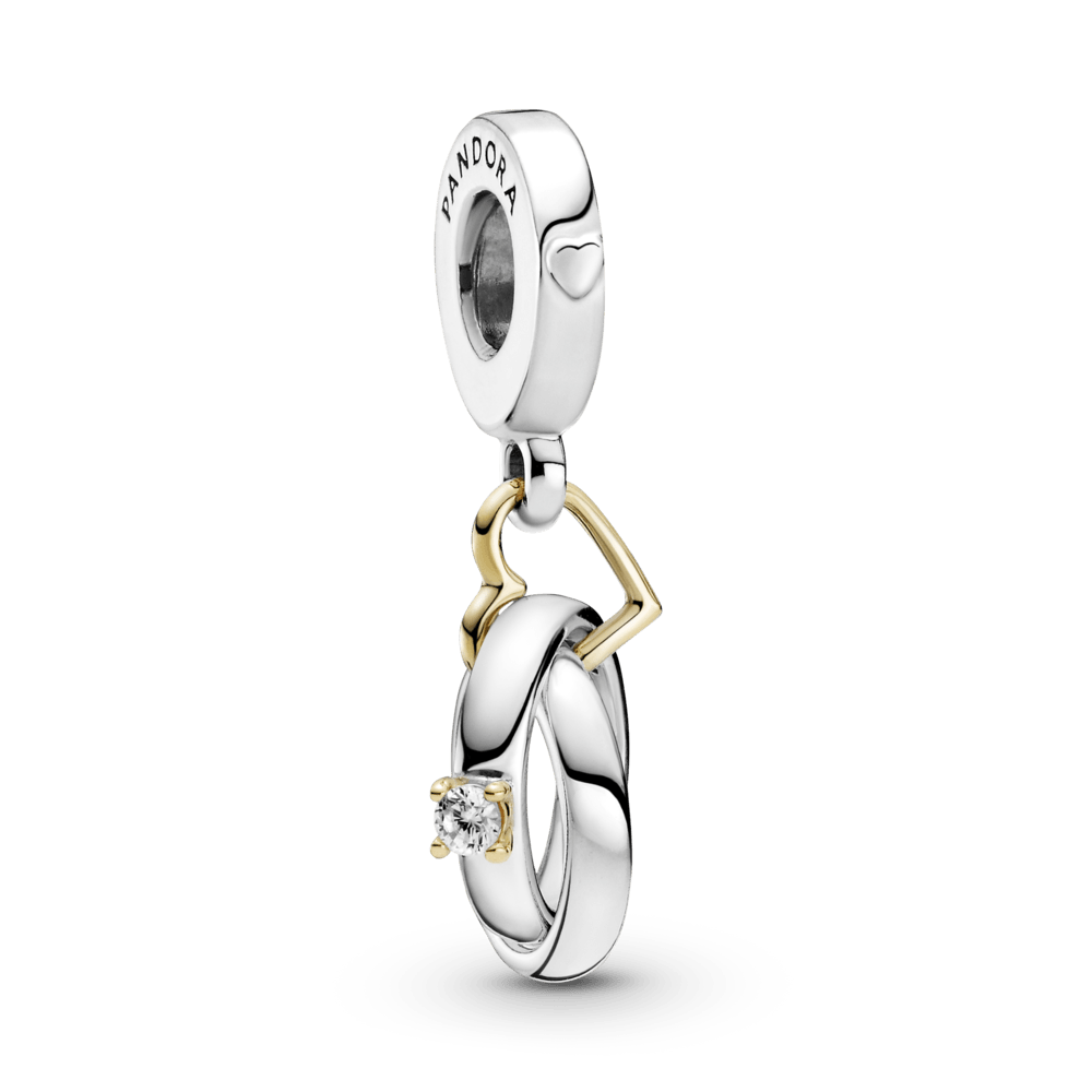 Dviejų atspalvių Vestuvinių žiedų kabantis karoliukas - Pandora LT