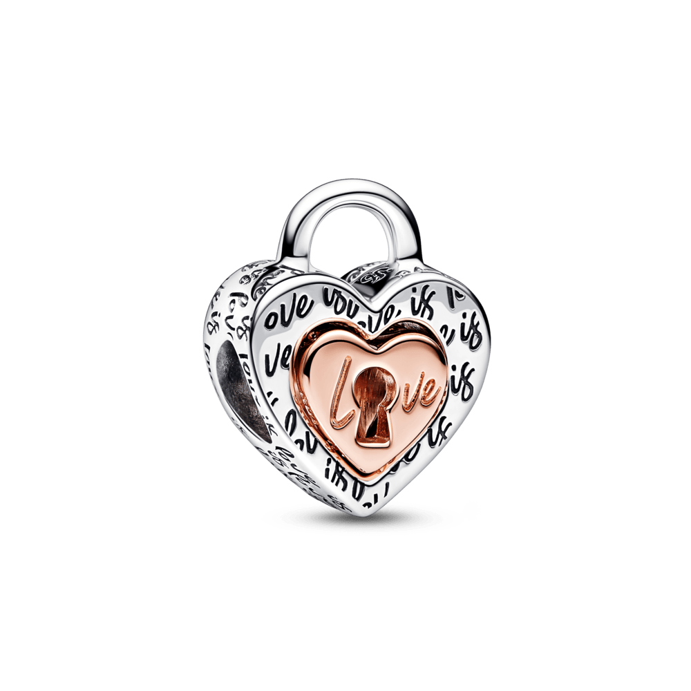Dviejų tonų pakabinamos spynos perskeliamos širdies amuletas - Pandora Lietuva