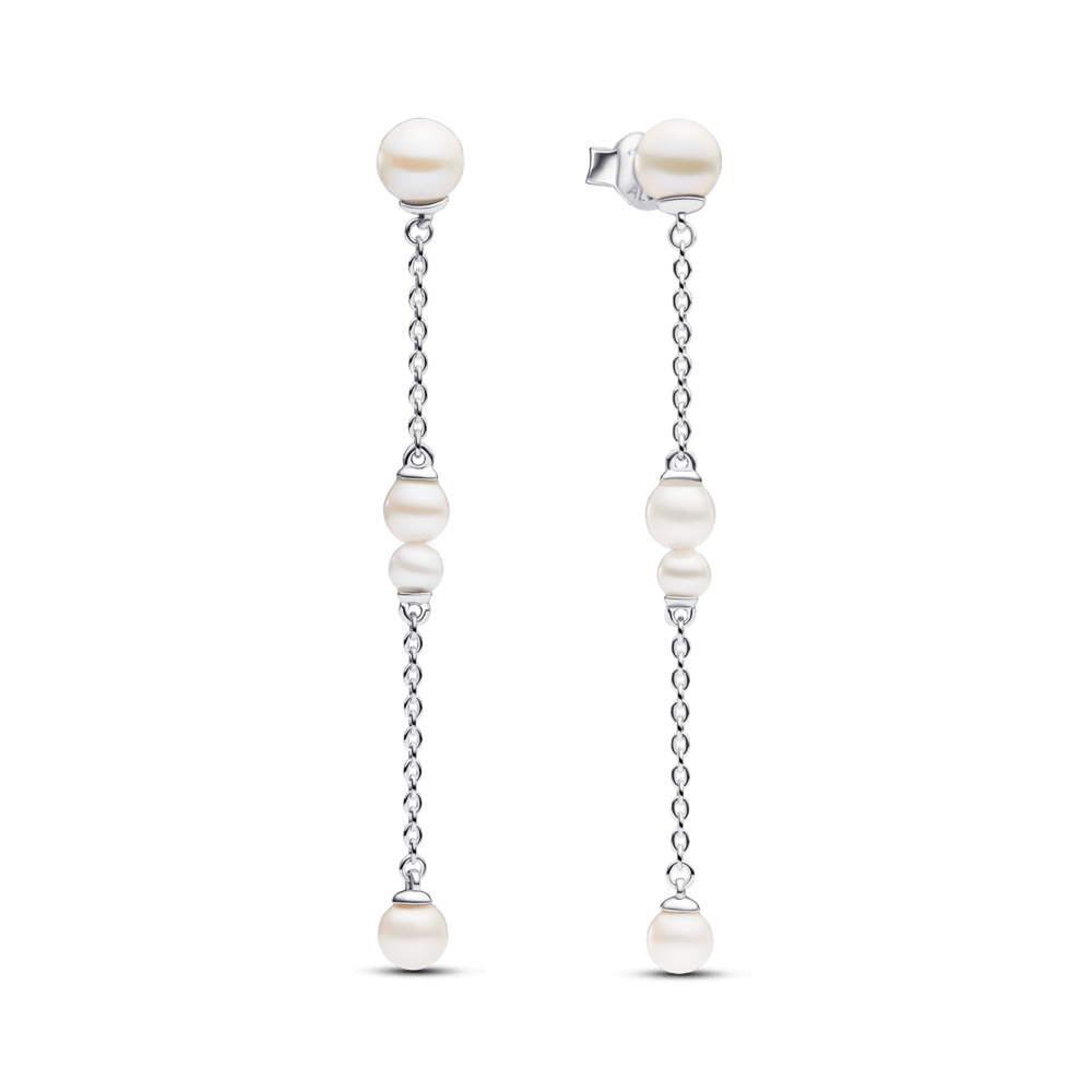 Kabantys auskarai su apdorotais, dirbtiniu būdu išaugintais gėlavandeniais perlais - Pandora Lietuva