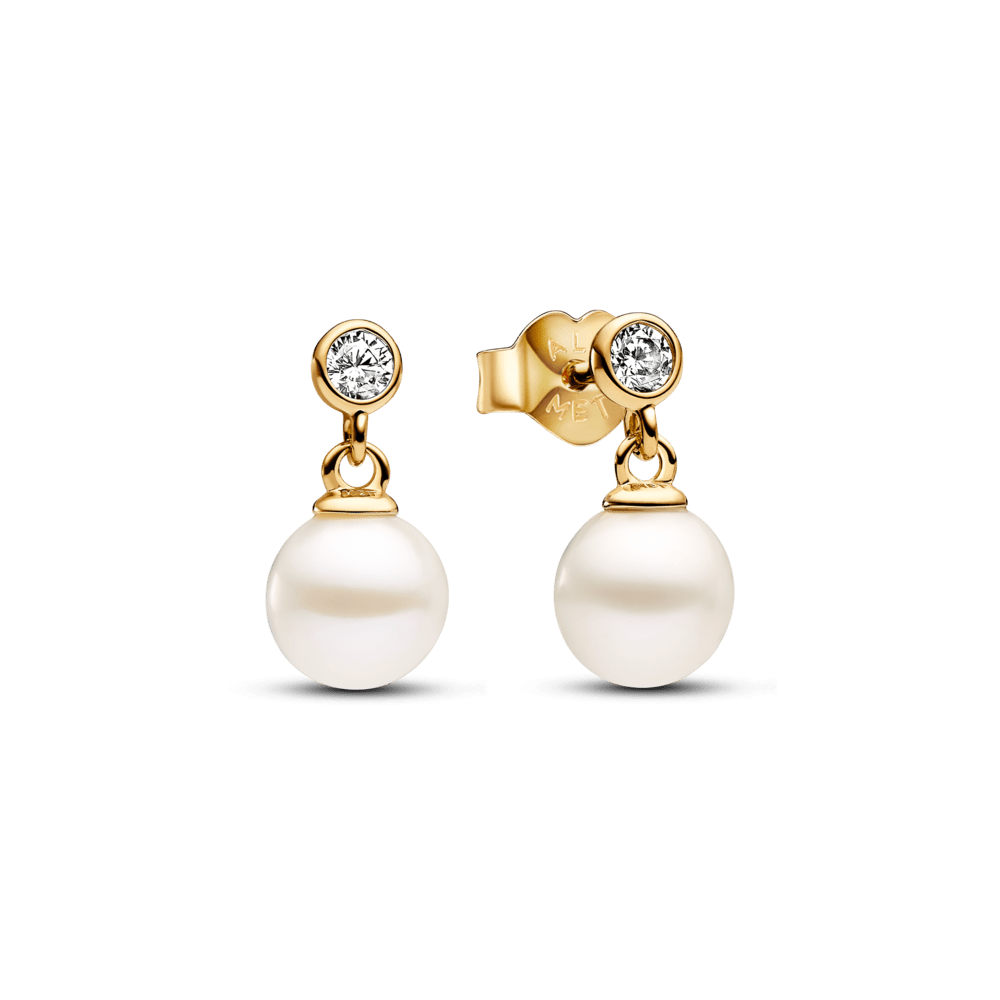 Kabantys auskarai su apdorotais, dirbtiniu būdu išaugintais gėlavandeniais perlais ir akmenėliais - Pandora Lietuva