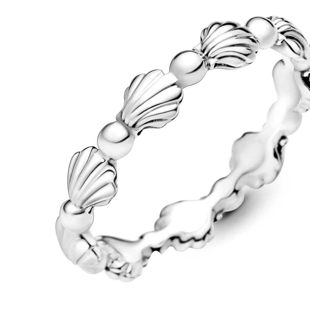 Karoliukais ir jūrų kriauklėmis puoštas žiedas - Pandora LT