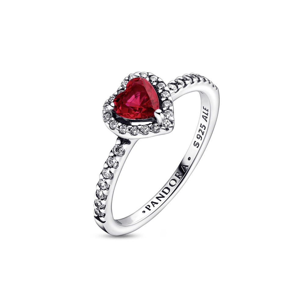 Padidintas raudonos širdies žiedas - Pandora LT