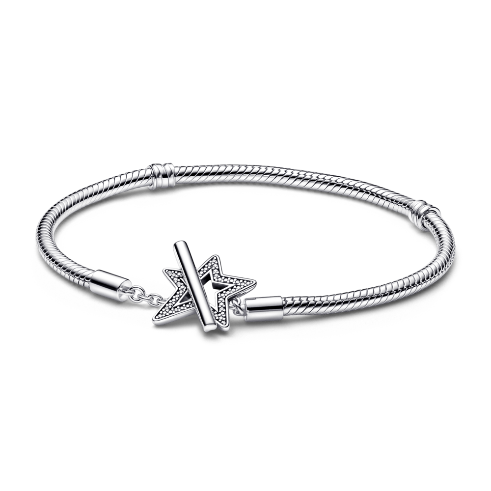 Pandora Moments Asymmetric Star T-bar Snake Chain Bracelet apyrankė su gyvatės pynimo grandinėle - Pandora LT