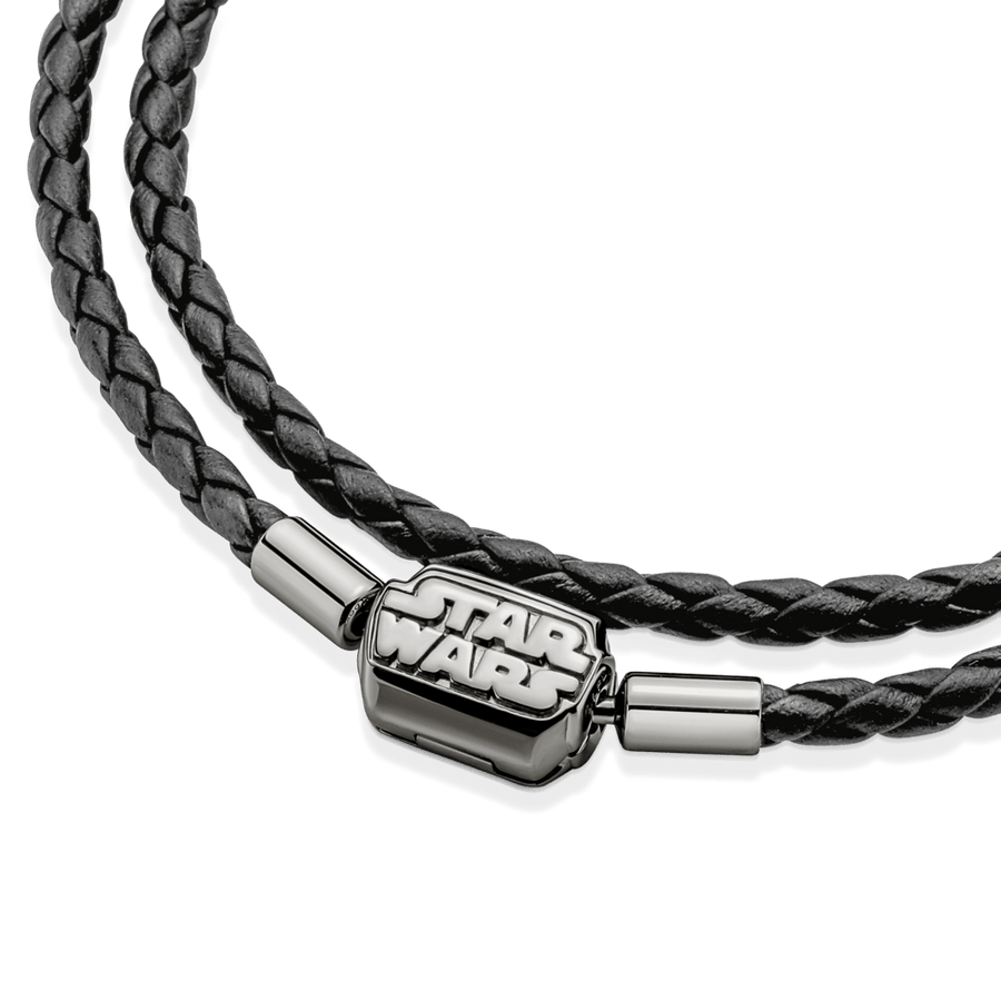 Pandora Moments Žvaigždžių karų™ užsegimo dviguba juoda odinė apyrankė - Pandora LT