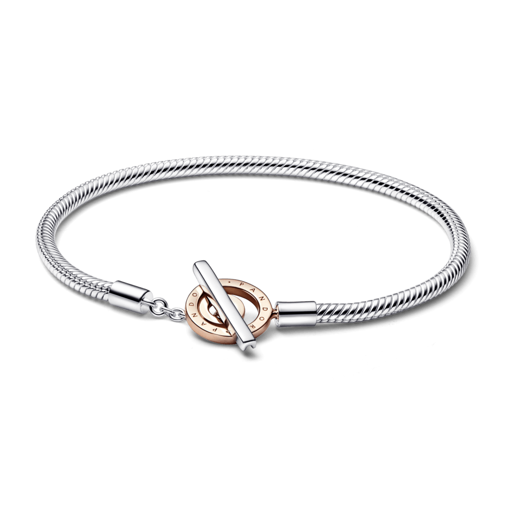 Pandora Signature Two-tone Logo T-Bar Snake Chain Bracelet apyrankė - Pandora LT
