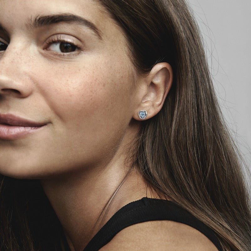 Sea Aqua Blue Eternity Circle Stud Earrings - Pandora Lietuva