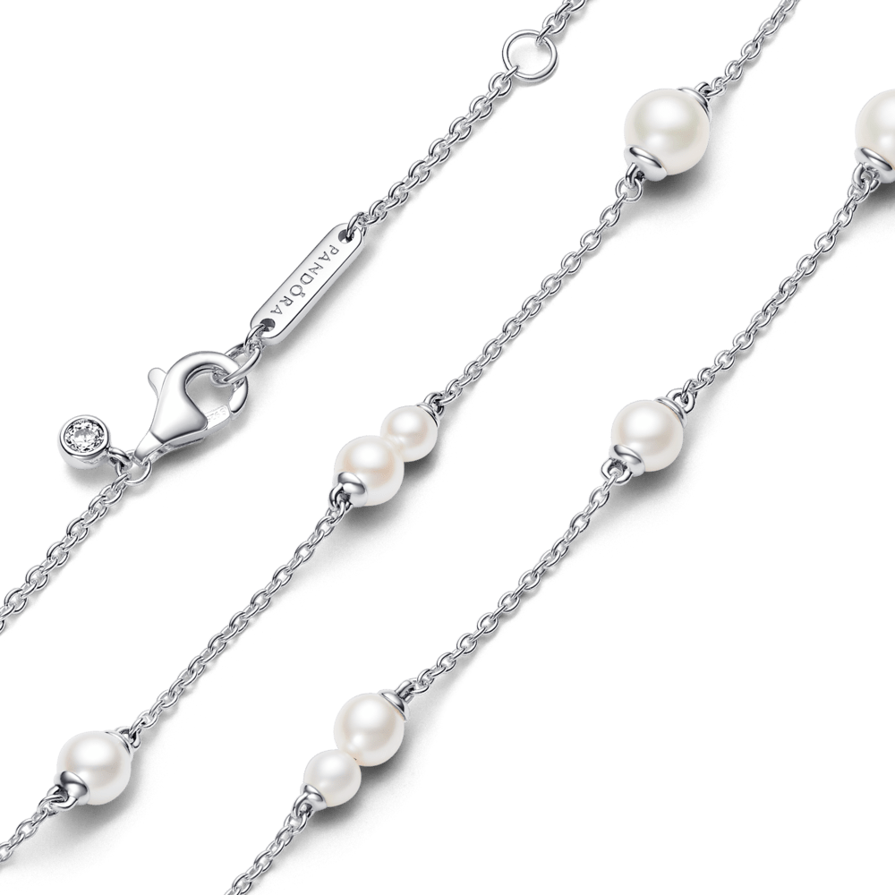 Segmentinė kaklo grandinėlė su apdorotais, dirbtiniu būdu išaugintais gėlavandeniais perlais - Pandora Lietuva