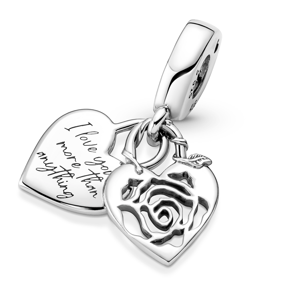 Širdies formos spyna su rože kabantis karoliukas - Pandora LT