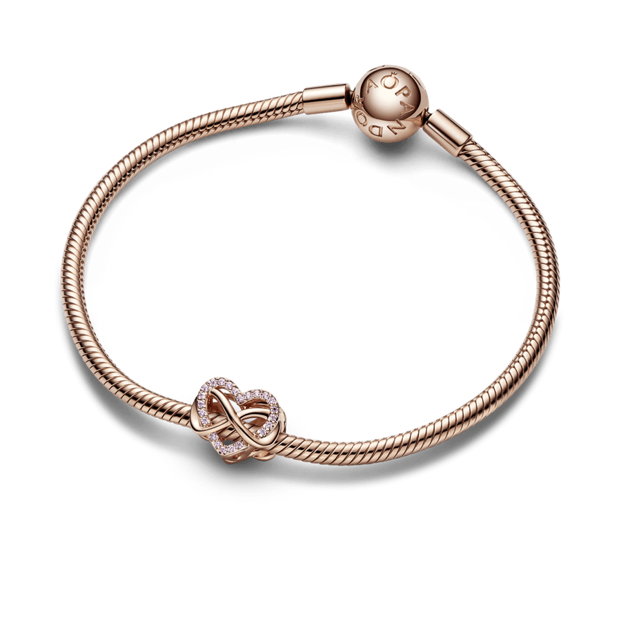 Spindintis begalybės širdies karoliukas - Pandora Lietuva