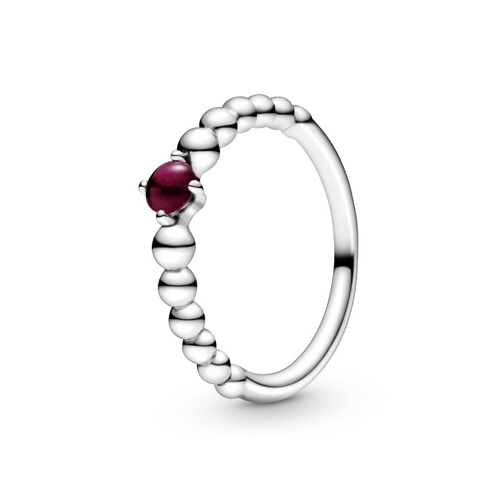 Tamsiai raudonos spalvos žiedas su karoliukais - Pandora LT