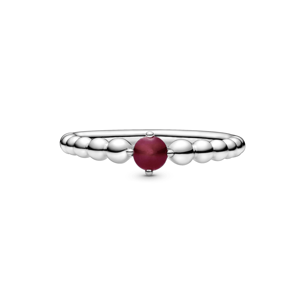 Tamsiai raudonos spalvos žiedas su karoliukais - Pandora LT