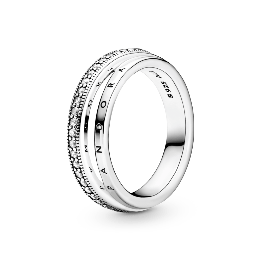 Trigubų juostų Pave žiedas - Pandora LT