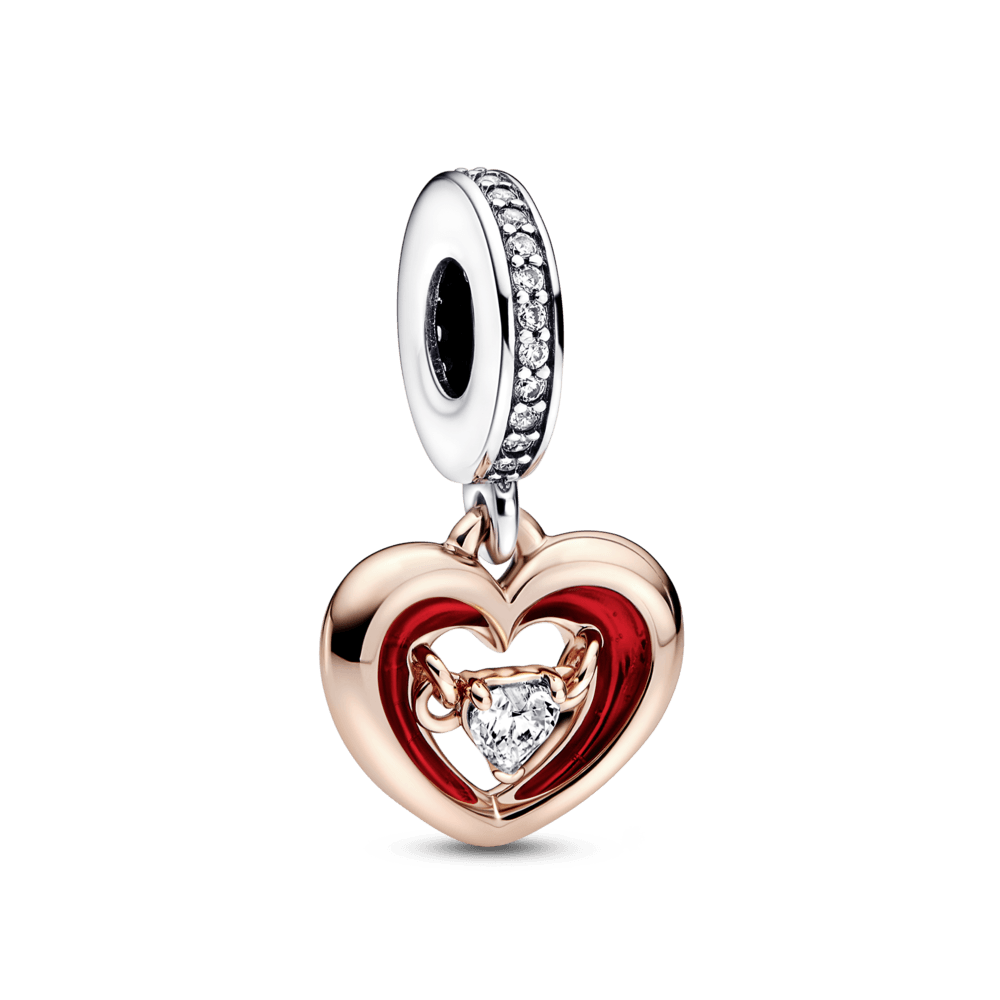 Two-tone Radiant Heart Dangle Charm - Pandora LT