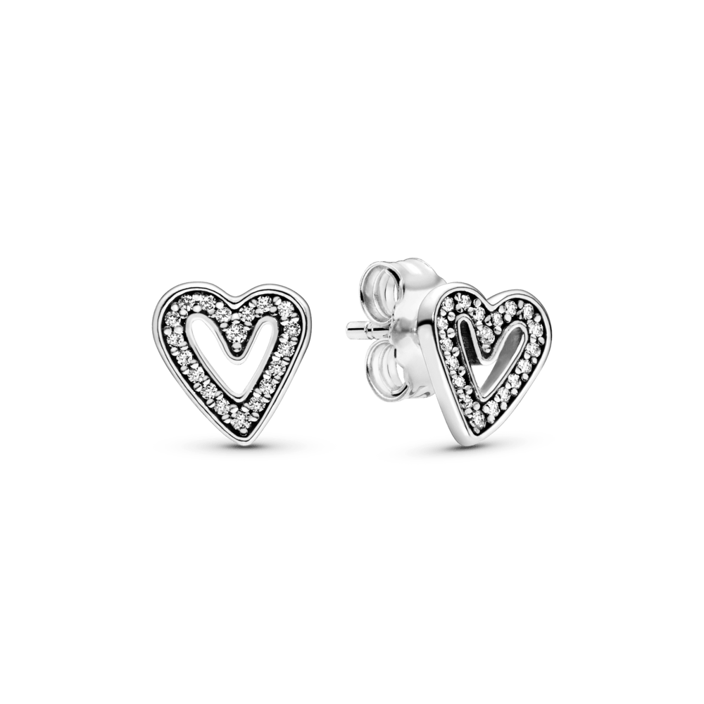 Žaižaruojantys širdelės formos auskarai - Pandora LT