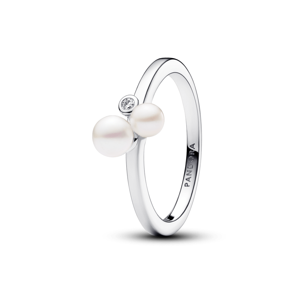Žiedas su dviem apdorotais, dirbtiniu būdu išaugintais gėlavandeniais perlais - Pandora Lietuva